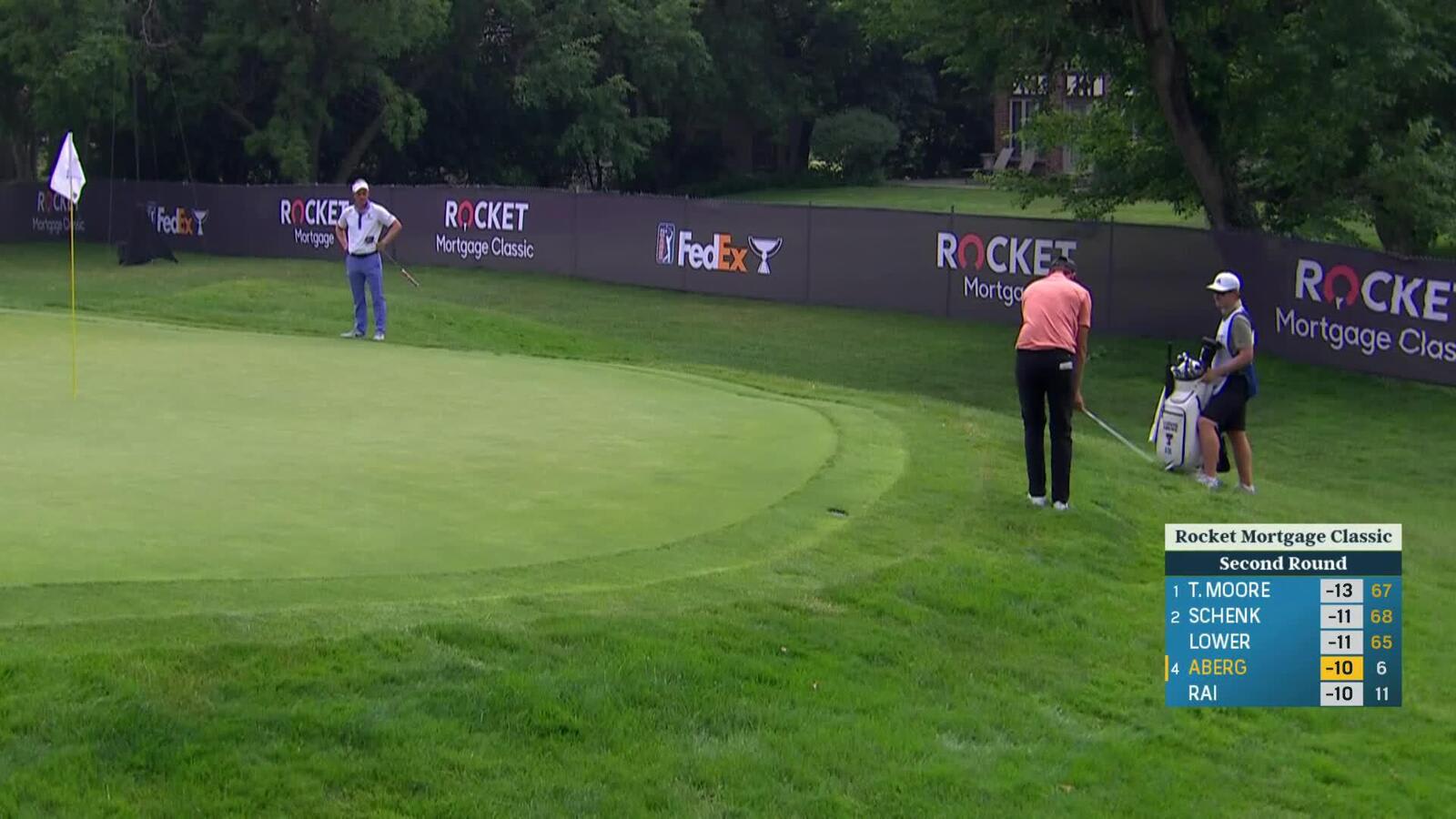Ludvig Aberg's lip-out chip shot leads to tap in birdie at Rocket Mortgage