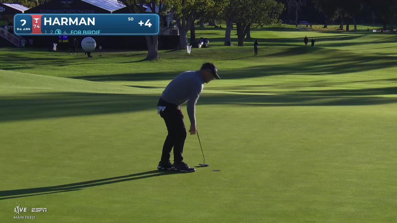 Brian Harman sinks 3-foot birdie putt on No. 2 at The Genesis