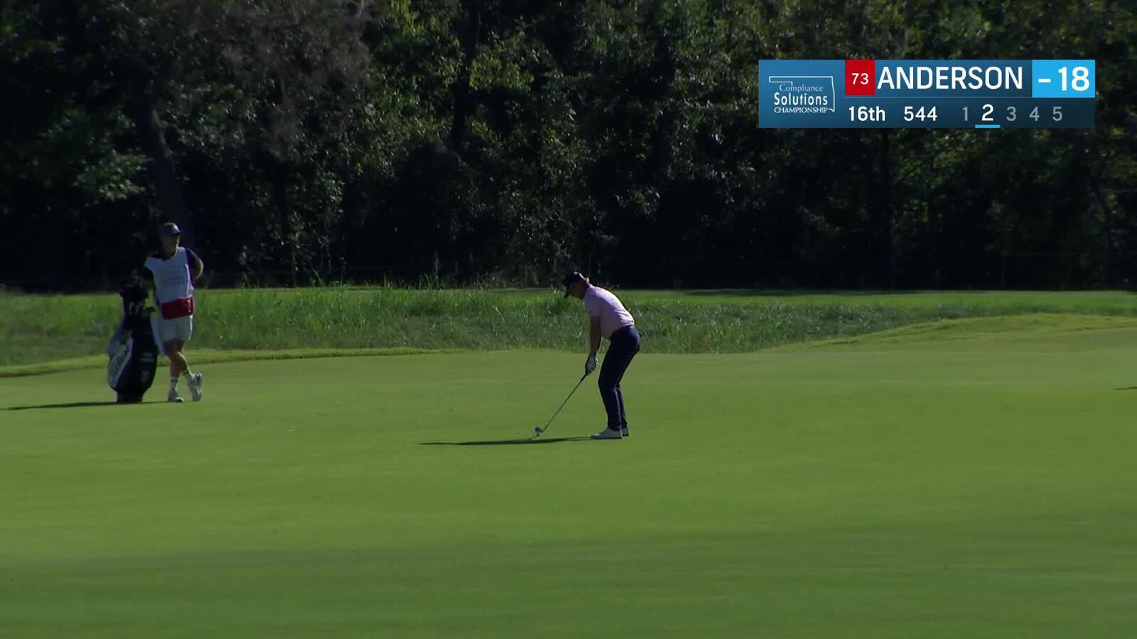 Samuel Anderson makes birdie on No. 16 at Compliance Solutions