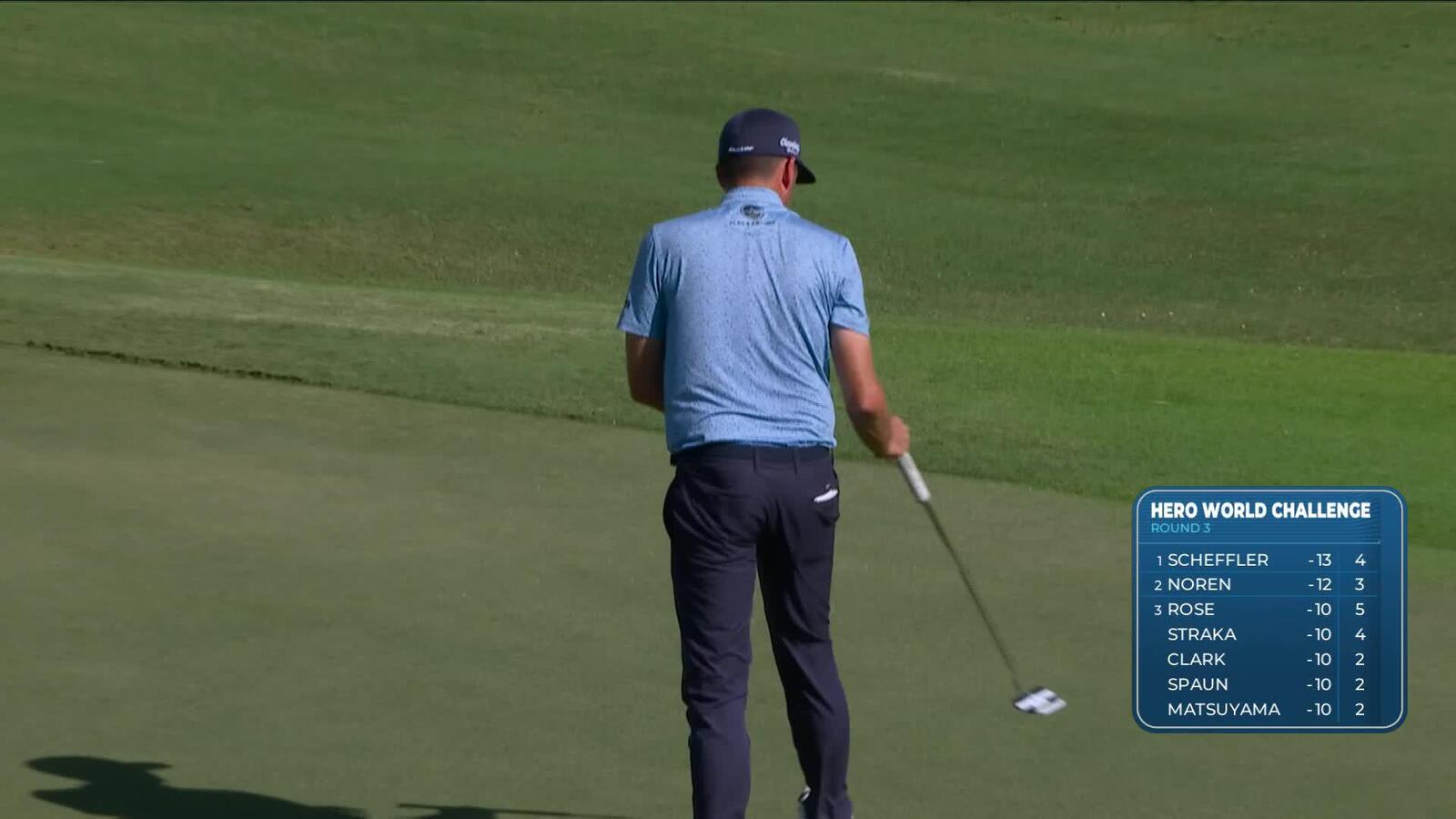 Keegan Bradley sinks 30-foot birdie putt on No. 7 at Hero World Challenge
