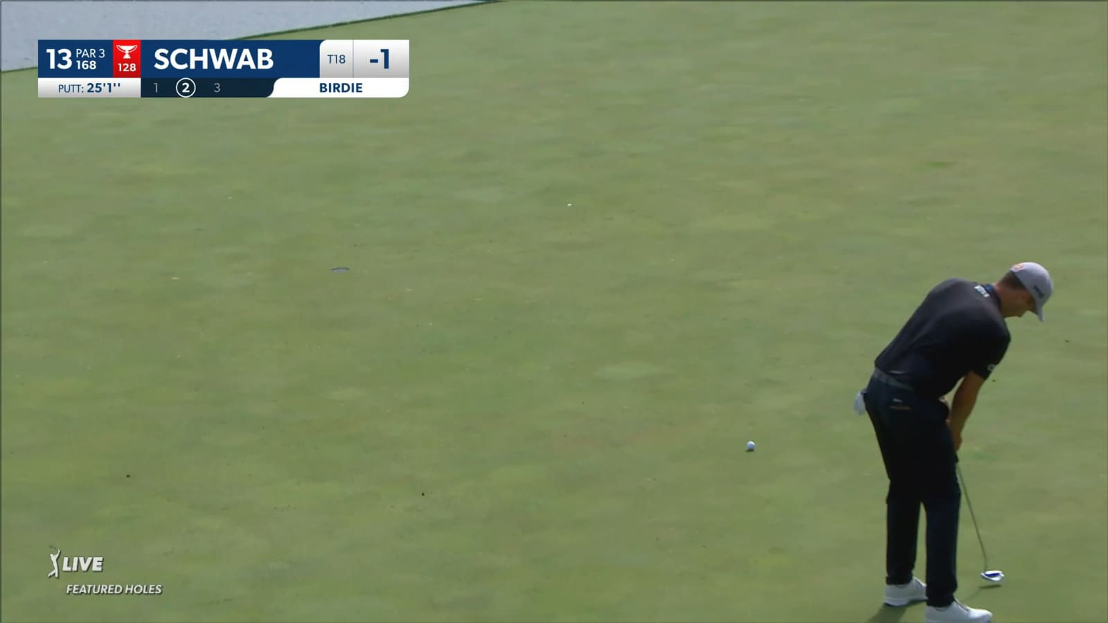 Matthias Schwab rolls in 25-footer for birdie at Charles Schwab