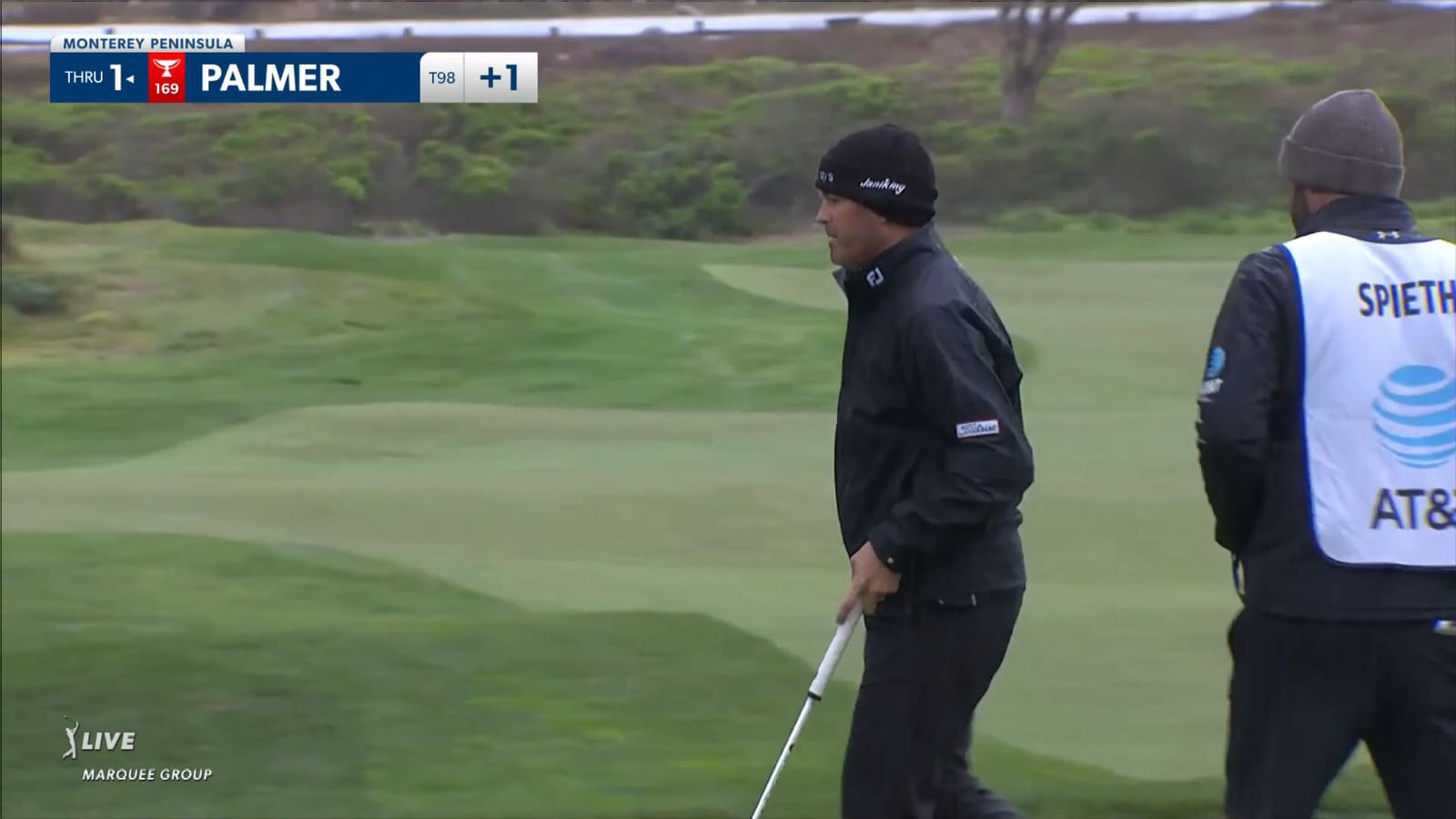 Ryan Palmer's excellent approach rolls-in to within 5 feet at AT&T Pebble Beach