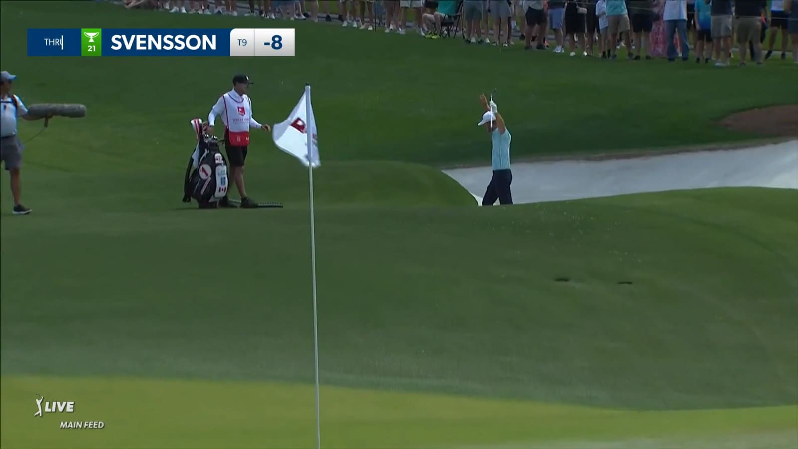Adam Svensson spins it in for birdie at Wells Fargo