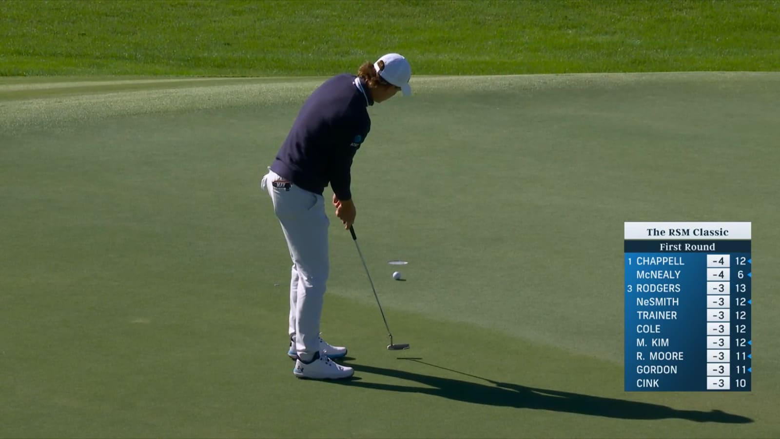Maverick McNealy pours in birdie putt at The RSM Classic