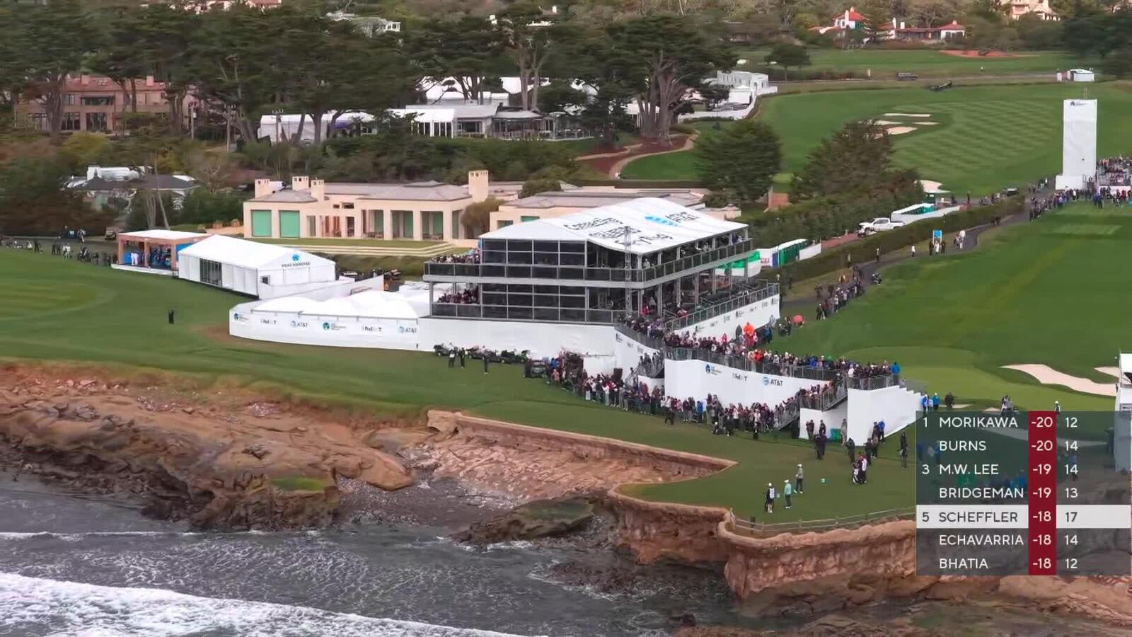 Scottie Scheffler hits 186-yard approach to 3 feet, makes eagle on No. 18 at AT&T Pebble Beach