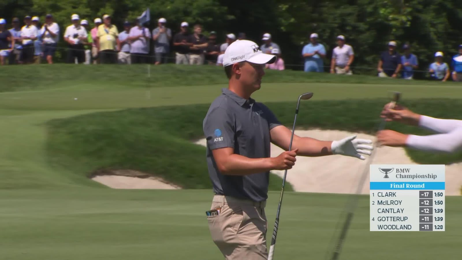 Maverick McNealy gets up-and-down from 97 yards for birdie on No. 1 at BMW Championship
