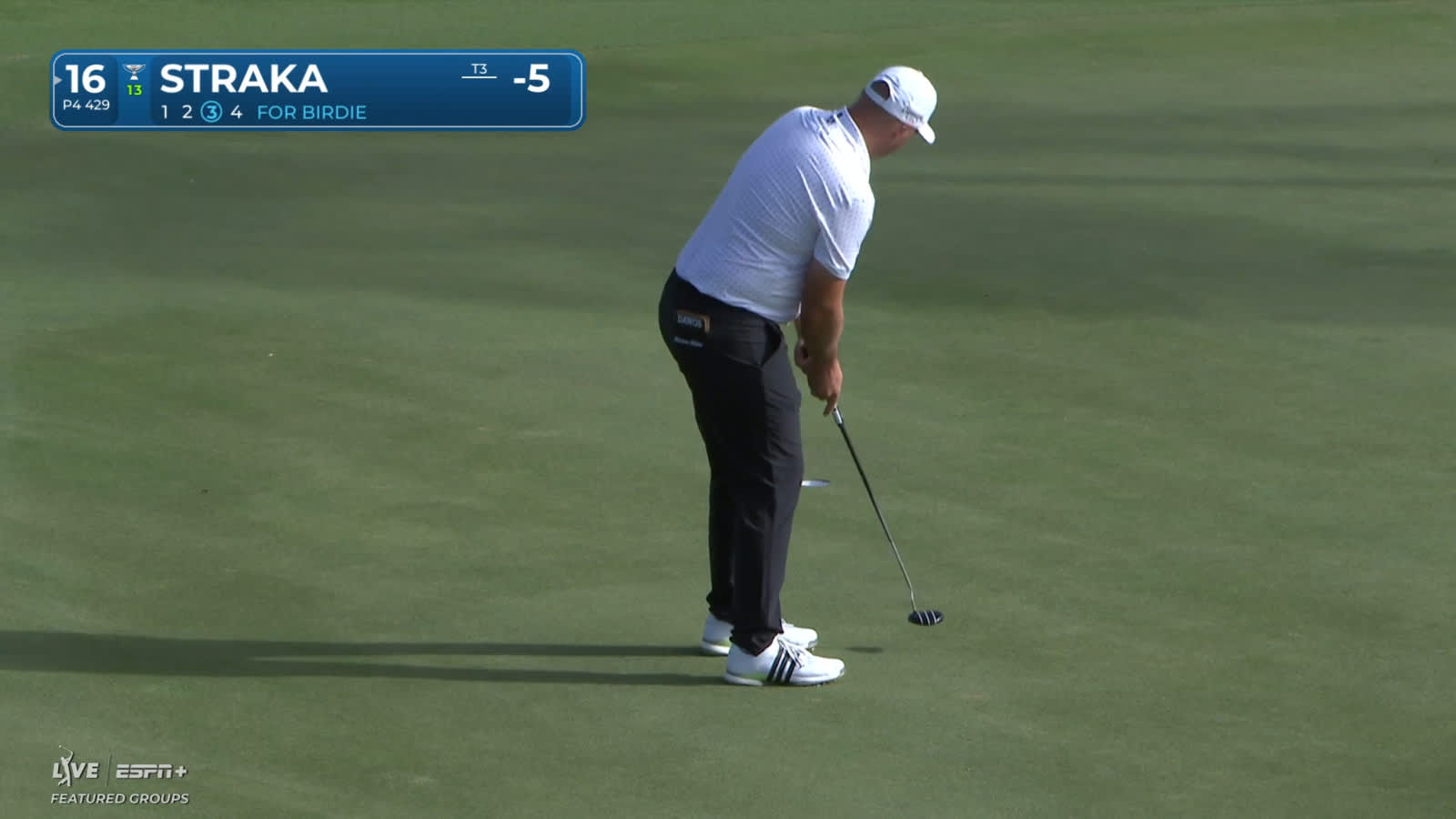 Sepp Straka brushes in a putt for birdie at Sony Open