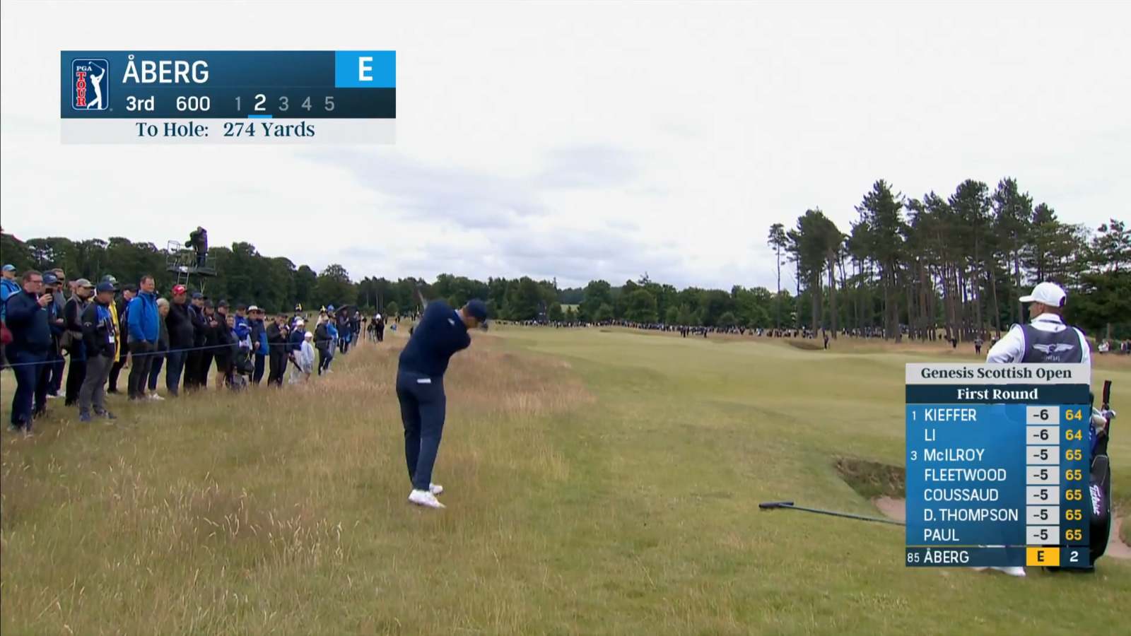 Ludvig Åberg digs out of rough which leads to birdie at Genesis Scottish Open
