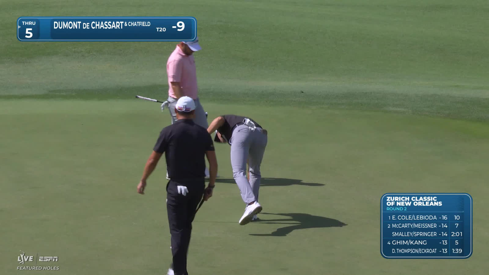 Dumont de Chassart/Chatfield makes birdie on No. 14 at Zurich Classic