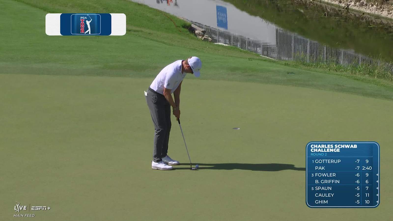 Ben Griffin makes birdie on No. 16 at Charles Schwab