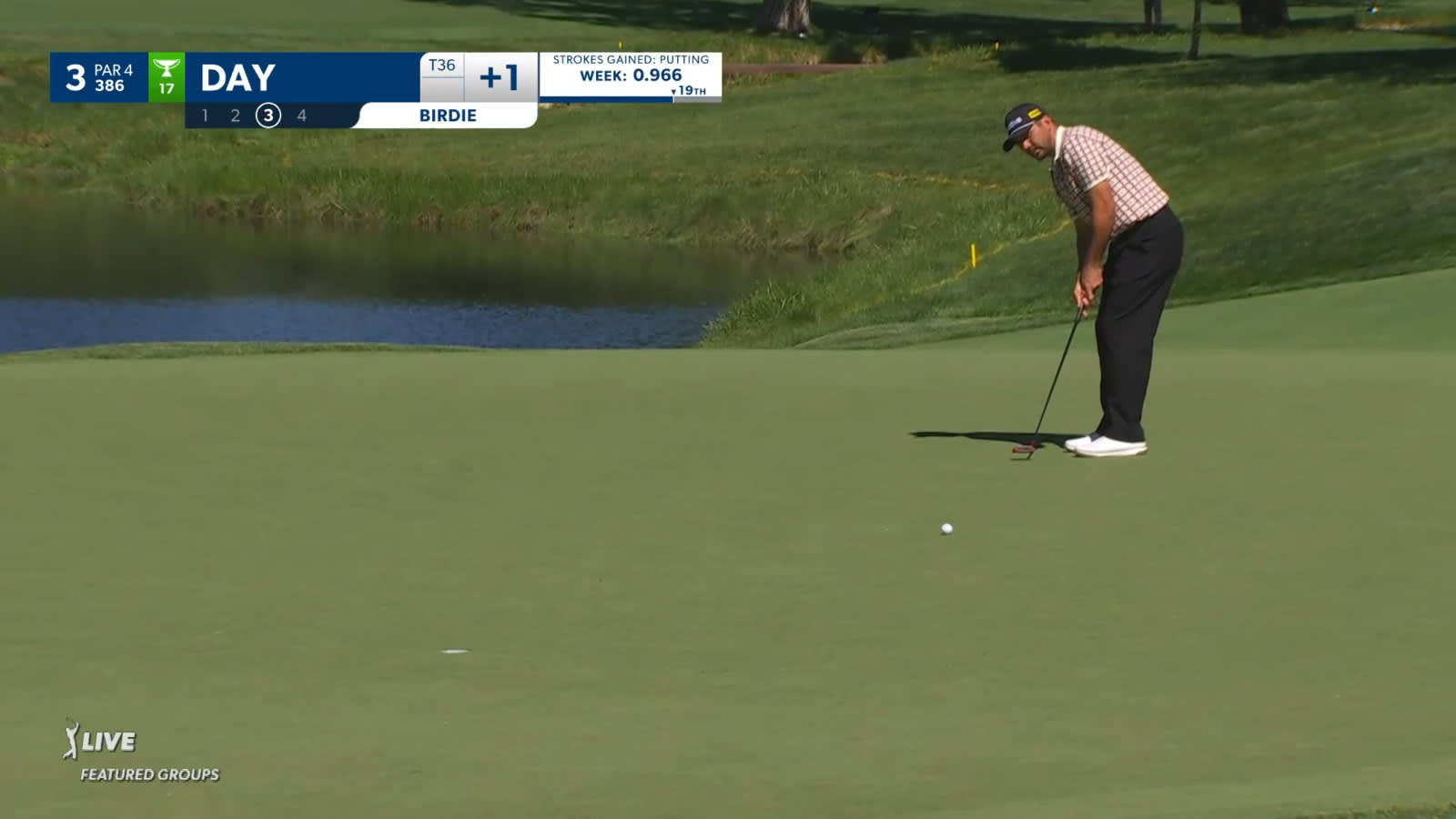 Jason Day jars 26-footer for birdie at the Memorial