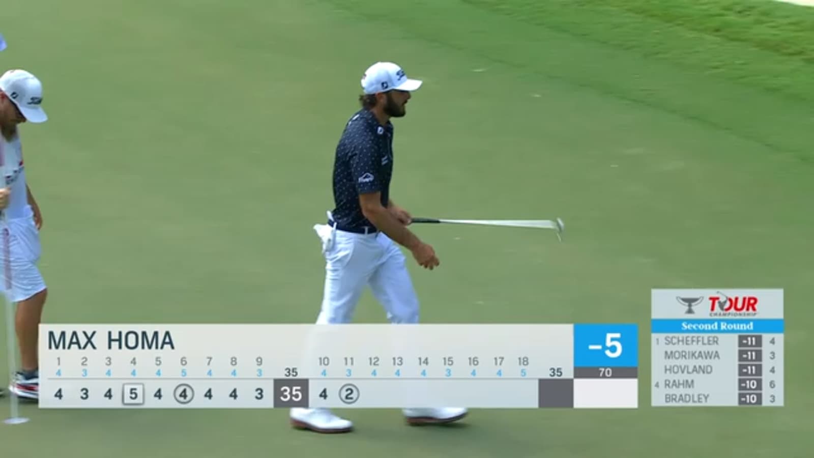 Max Homa gets a 28-footer for birdie to drop at TOUR Championship