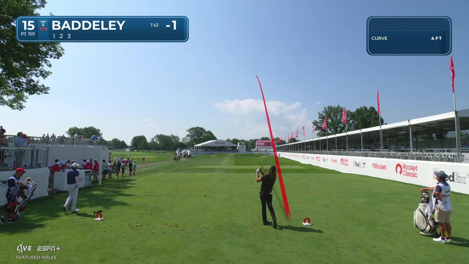 Aaron Baddeley sinks a 27-foot birdie putt on No. 15 at Rocket Classic