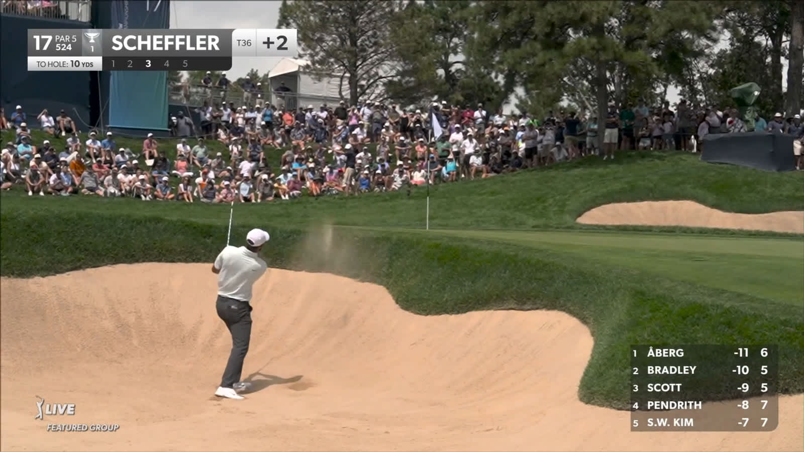 Scottie Scheffler gets up-and-down from bunker for birdie at BMW Championship