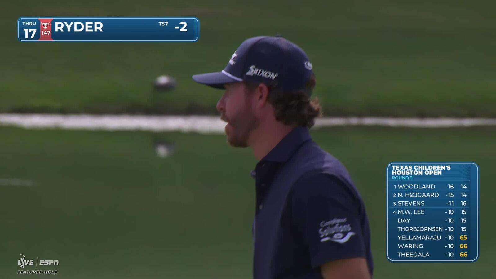 Sam Ryder sinks 19-foot birdie putt on No. 17 at Texas Children's