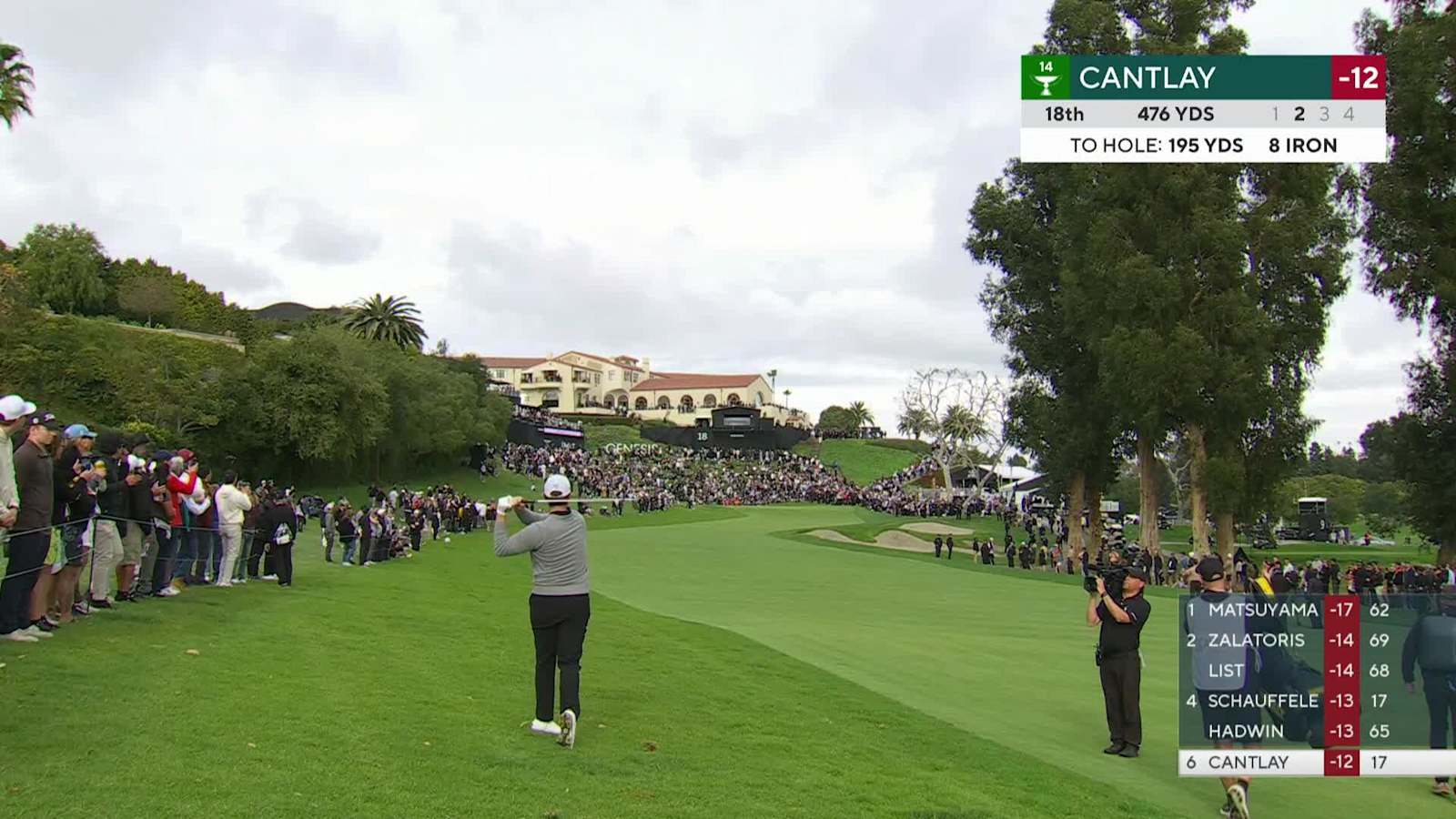 Patrick Cantlay sinks a 50-foot birdie putt on No. 18 at Genesis