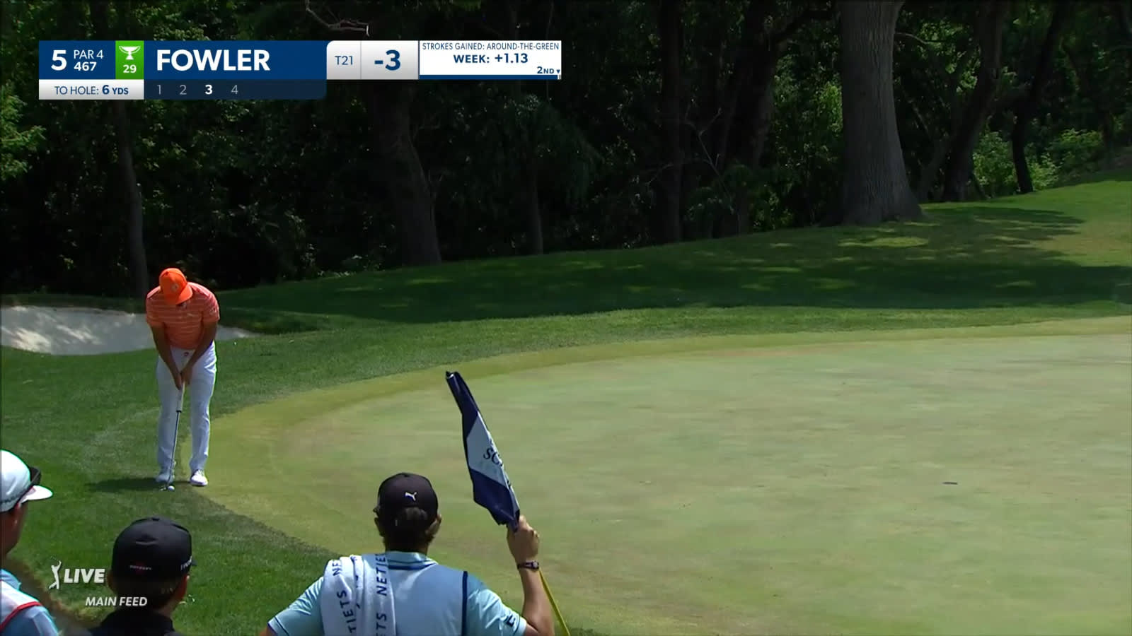 Rickie Fowler holes birdie putt at Charles Schwab