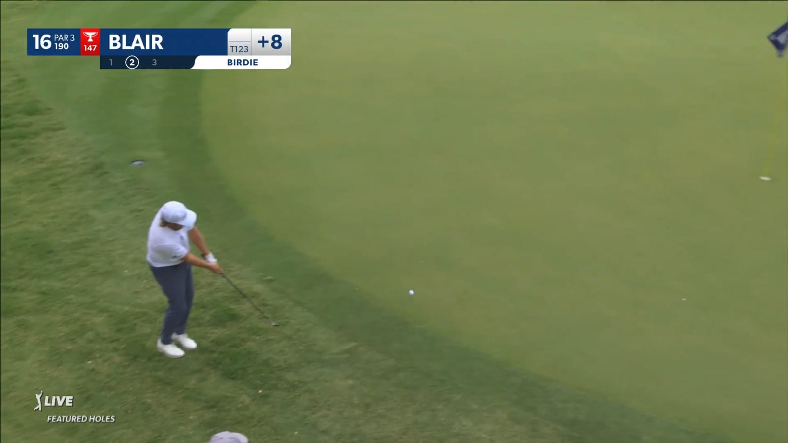 Zac Blair chips in for birdie at Charles Schwab