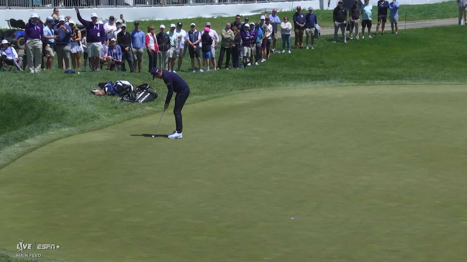 Keegan Bradley sinks a 31-foot birdie putt on No. 3 at Truist Championship