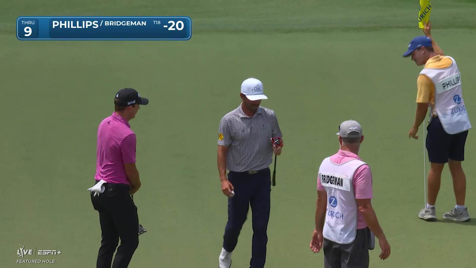Team Jacob Bridgeman/Chandler Phillips sinks a 23-foot birdie putt at Zurich Classic