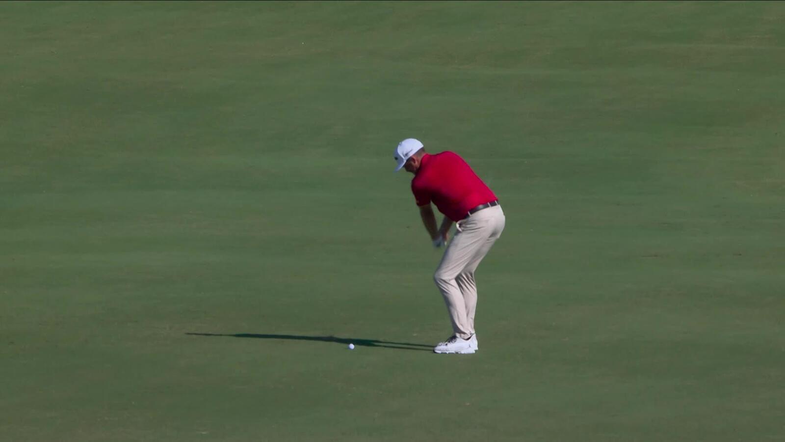 Keegan Bradley sinks 21-foot birdie putt on No. 13 at Hero World Challenge