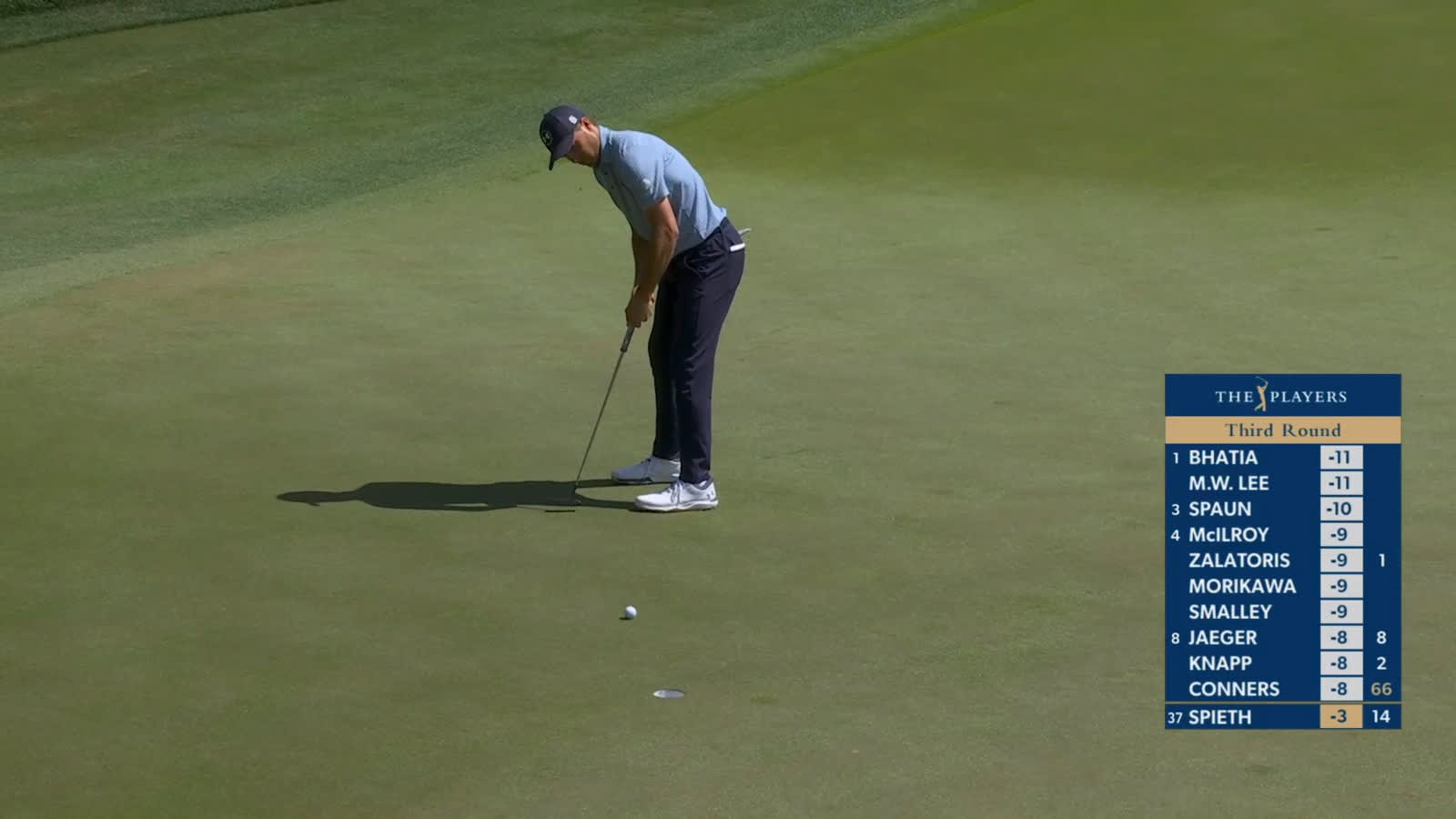 Jordan Spieth converts for birdie at THE PLAYERS