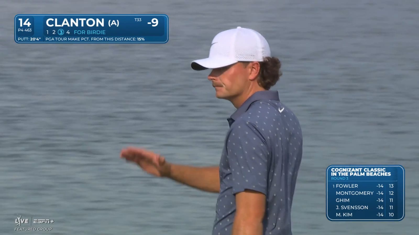 Luke Clanton sinks a 20-foot birdie putt at Cognizant Classic