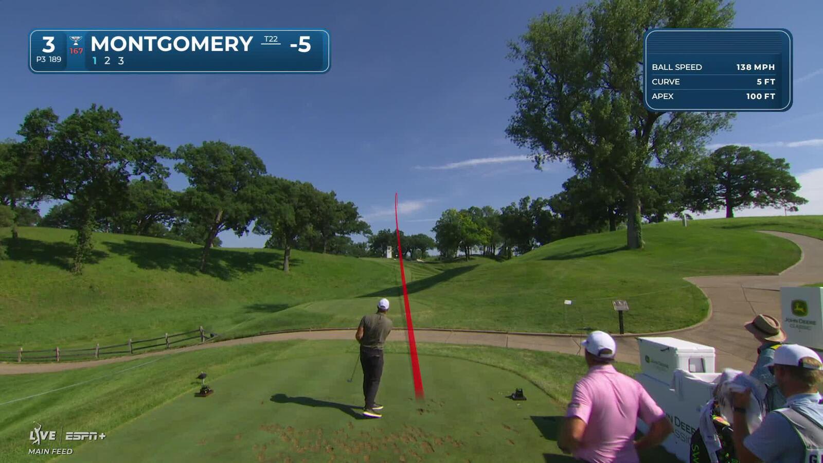 Taylor Montgomery sinks a 29-foot birdie putt on No. 3 at John Deere