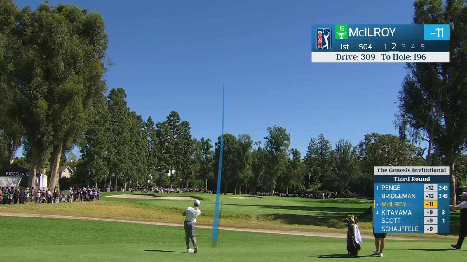 Rory McIlroy taps in from 3 feet for birdie on No. 1 at The Genesis