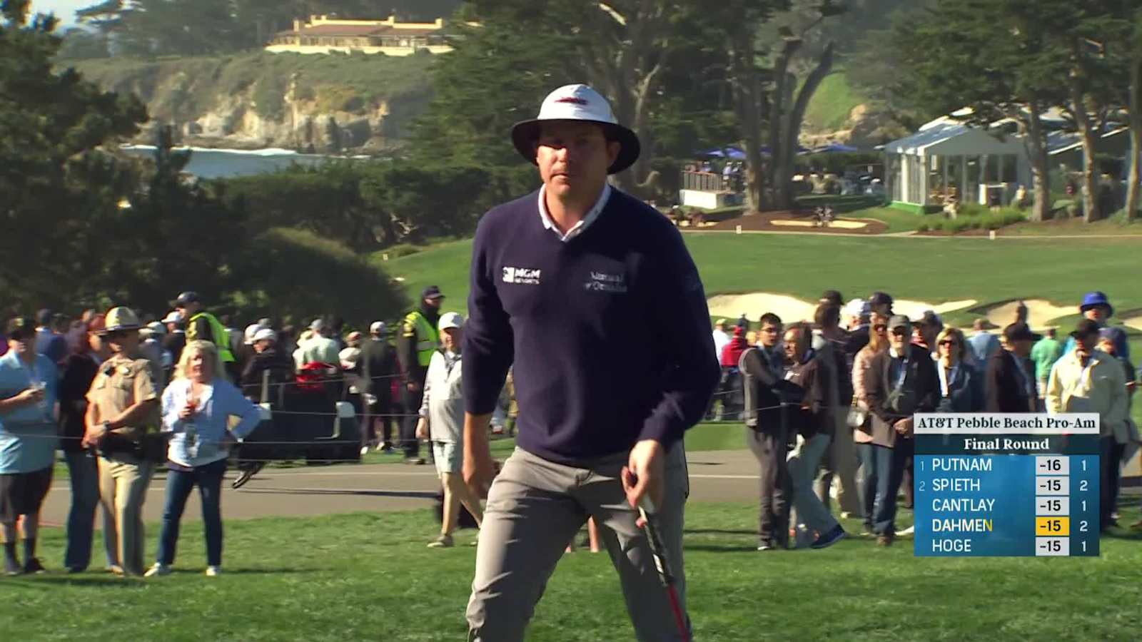 Joel Dahmen gets up-and-down for birdie at AT&T Pebble Beach