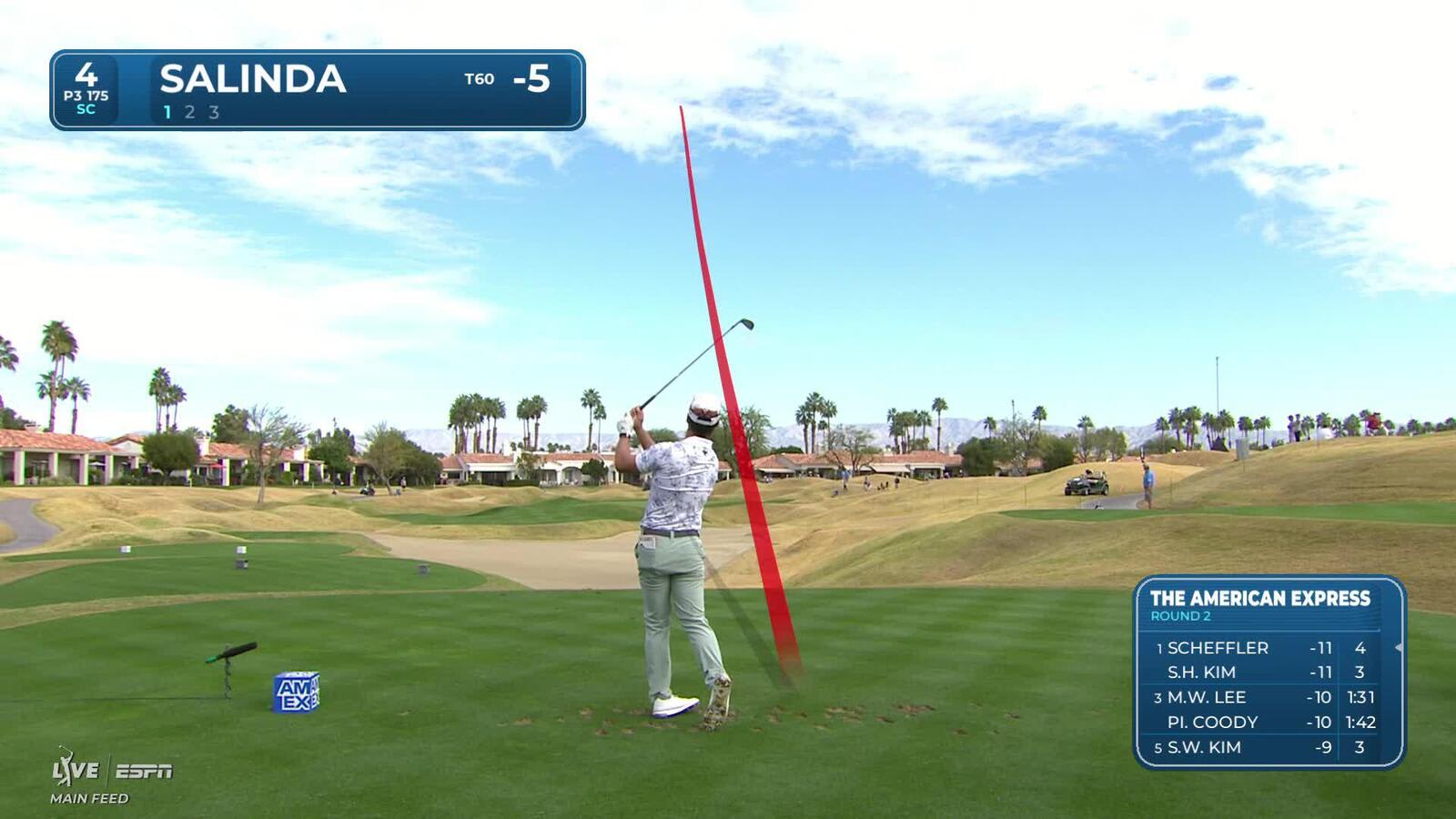 Isaiah Salinda sinks 17-foot birdie putt on No. 4 at The American Express