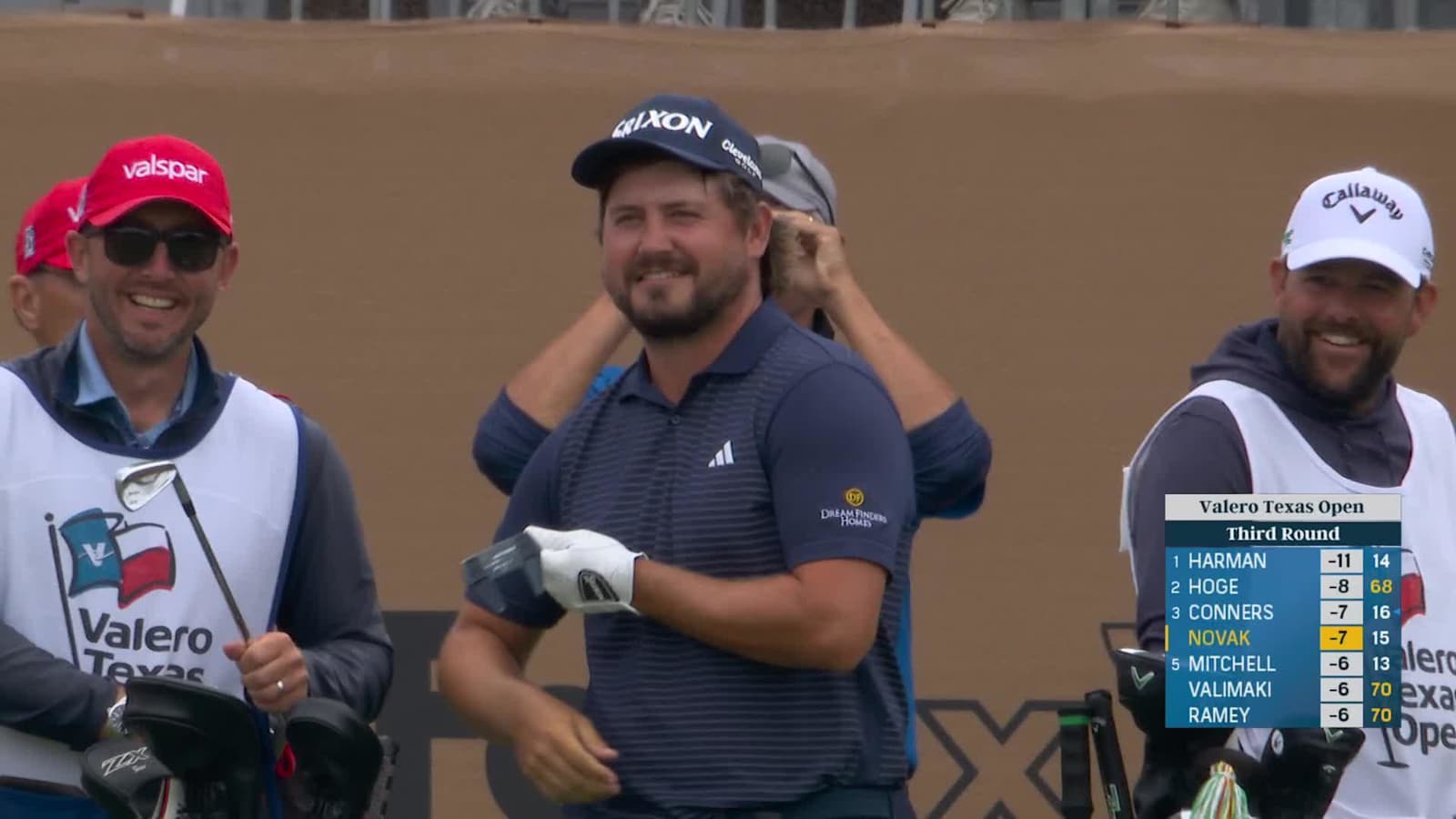 Andrew Novak banks tee shot off grandstands to set up birdie at Valero