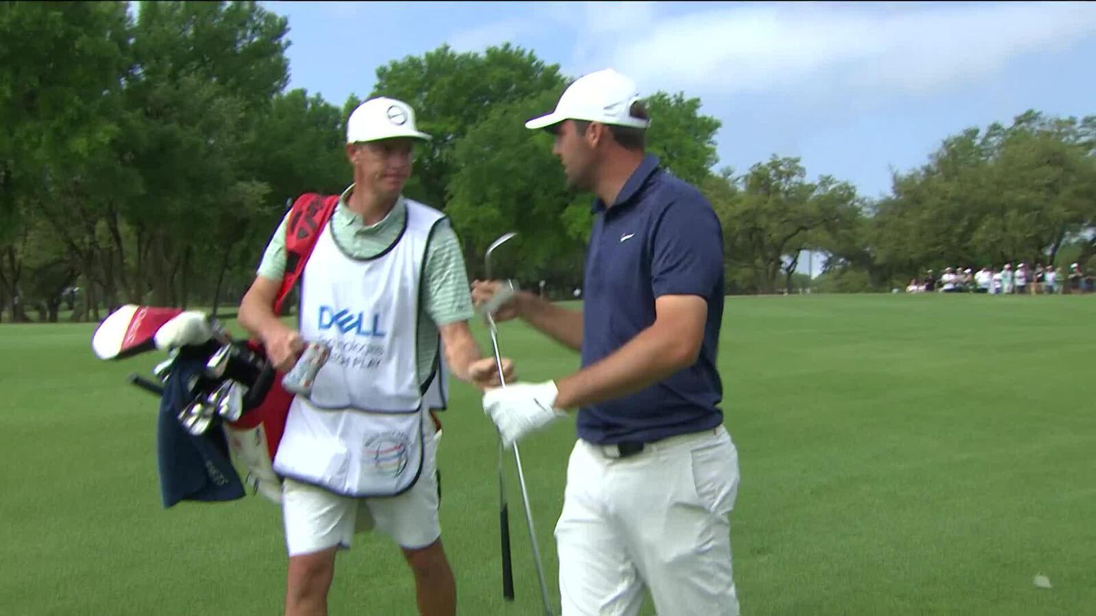 Scottie Scheffler hits the flagstick to set up 2-up lead at WGC-Dell Match Play