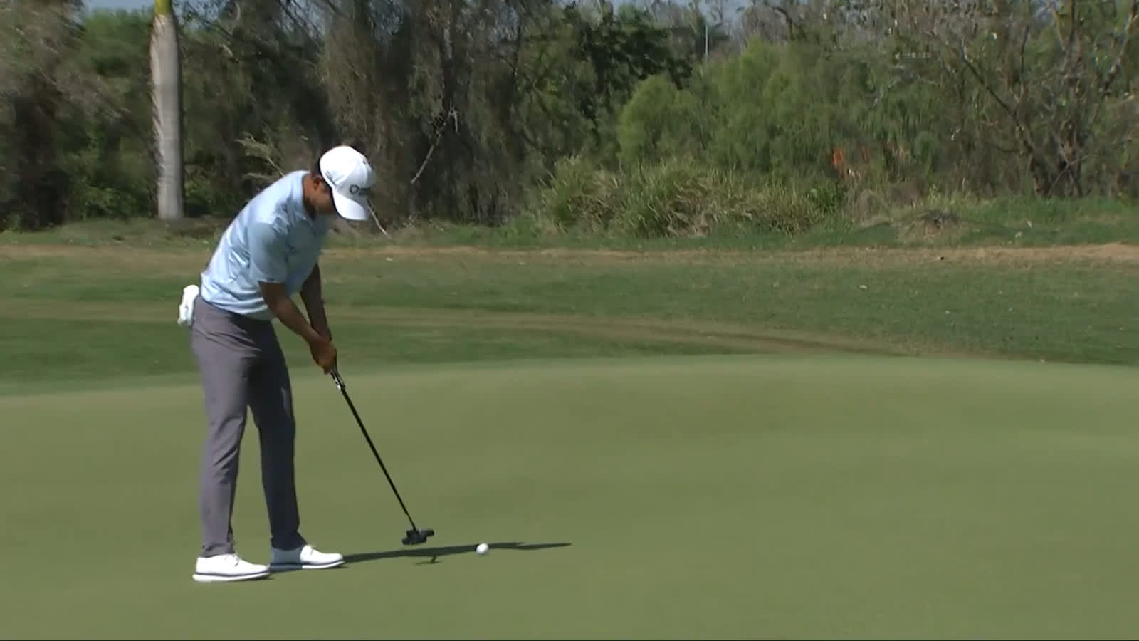 Michael Kim sinks 22-foot breaking birdie putt at Mexico Open