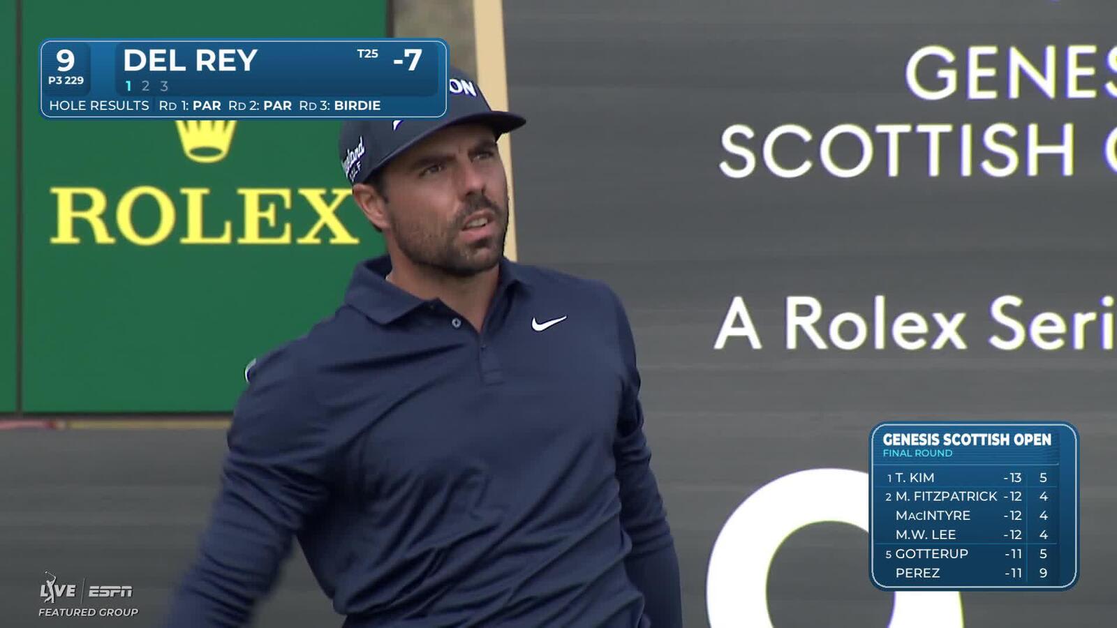 Alejandro Del Rey hits tee shot to 5 feet, sets up birdie on No. 9 at Genesis Scottish Open