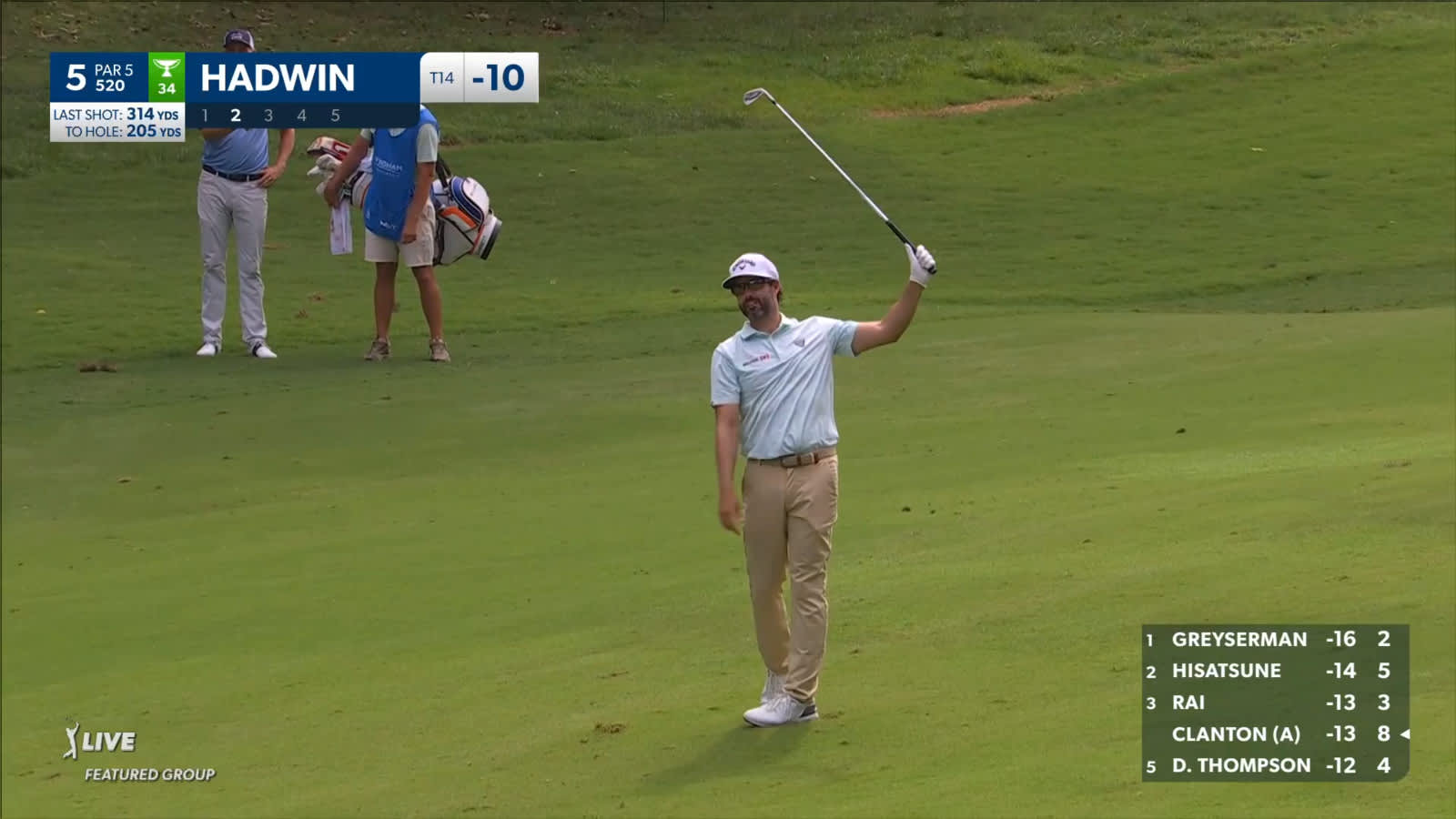 Adam Hadwin gets up-and-down from bunker for birdie at Wyndham