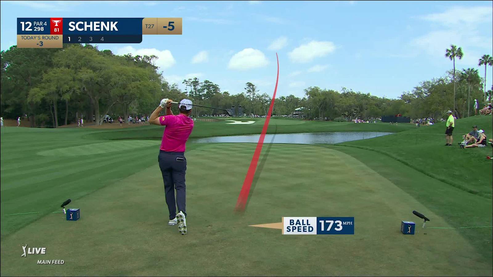Adam Schenk drives the green to set up eagle at THE PLAYERS