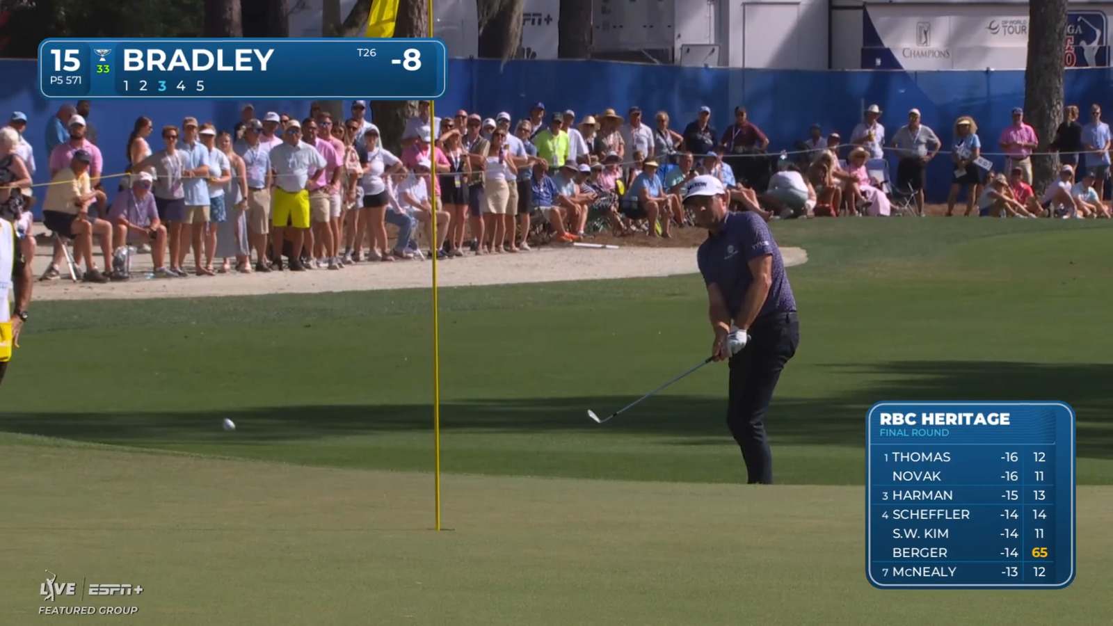 Keegan Bradley gets up-and-down for birdie at RBC Heritage