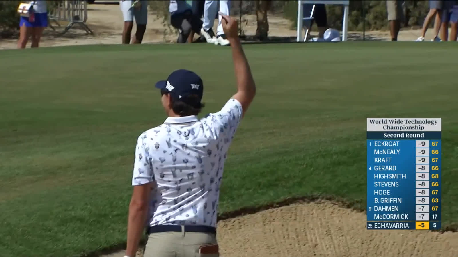 Nico Echavarria holes out from bunker for eagle at World Wide Technology
