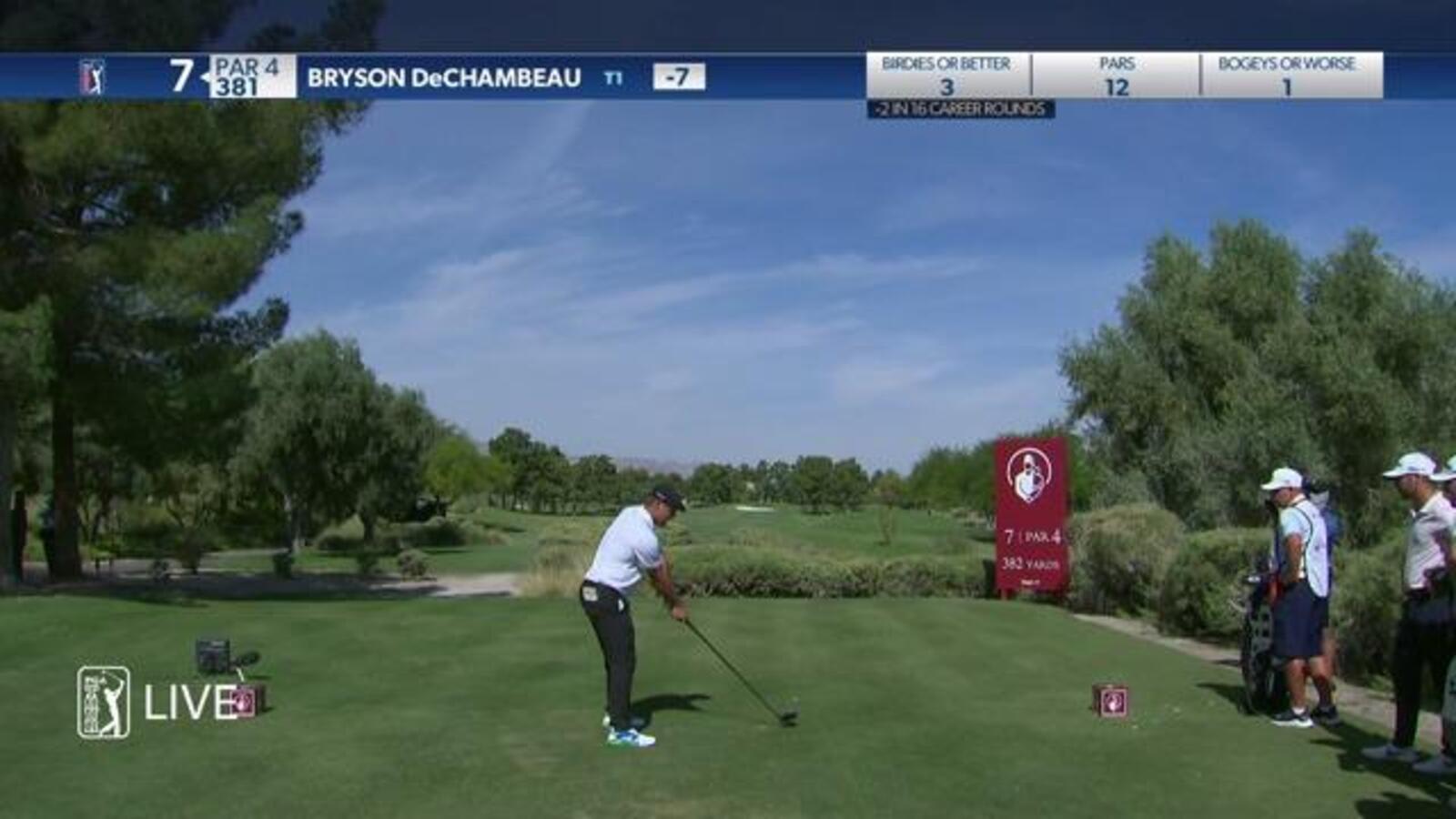 Bryson DeChambeau drives par-4 to set up birdie at Shriners
