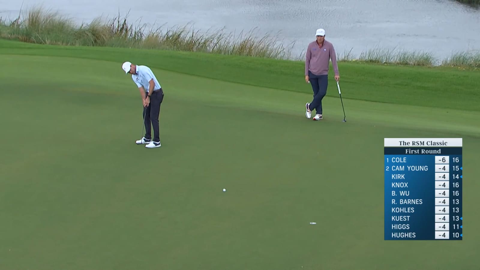 Ben Kohles holes long putt for birdie at The RSM Classic