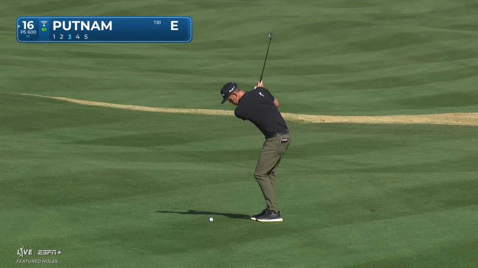 Andrew Putnam attacks the flagstick and rolls in birdie putt at The American Express