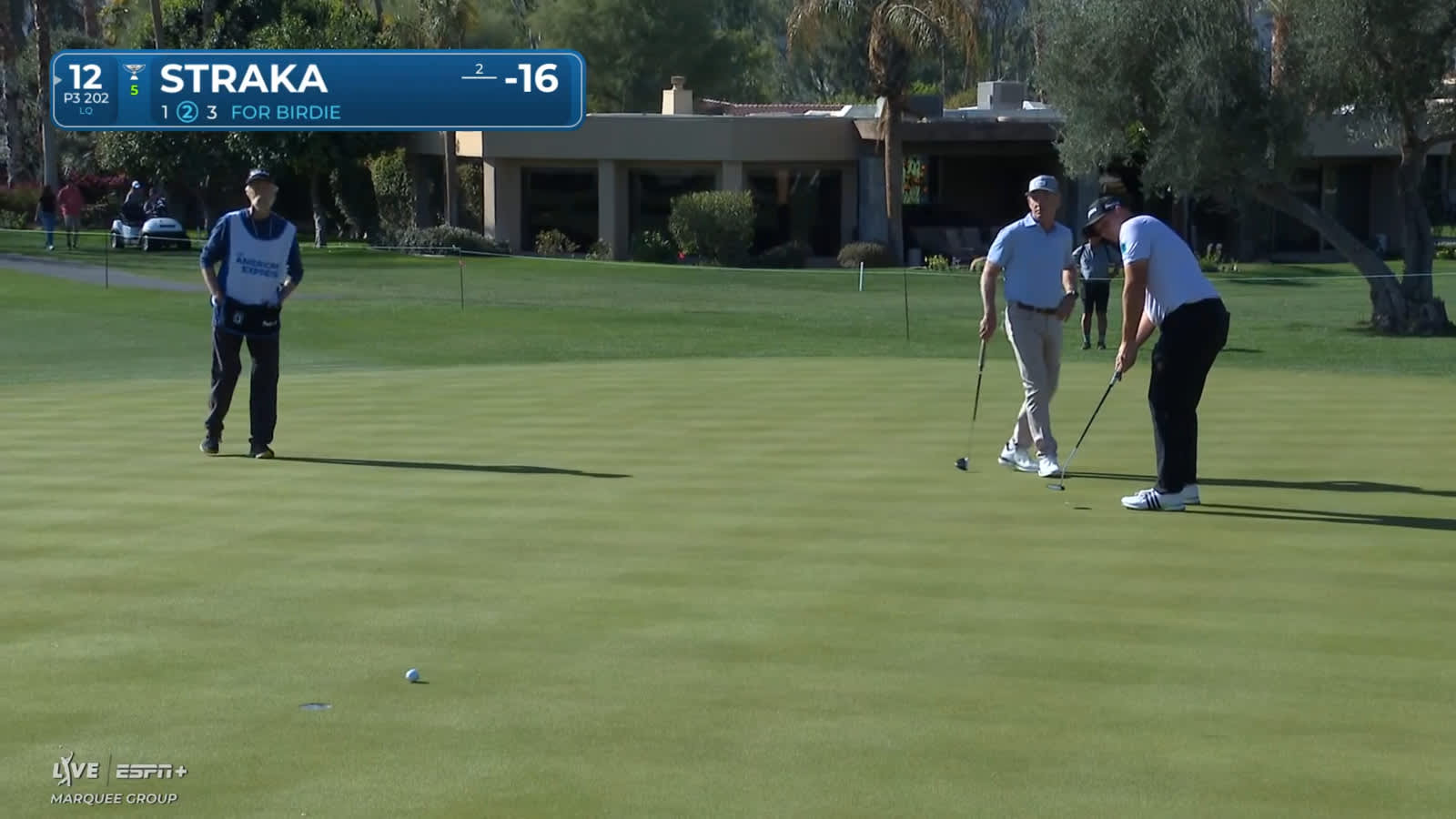 Sepp Straka knocks in birdie putt at The American Express