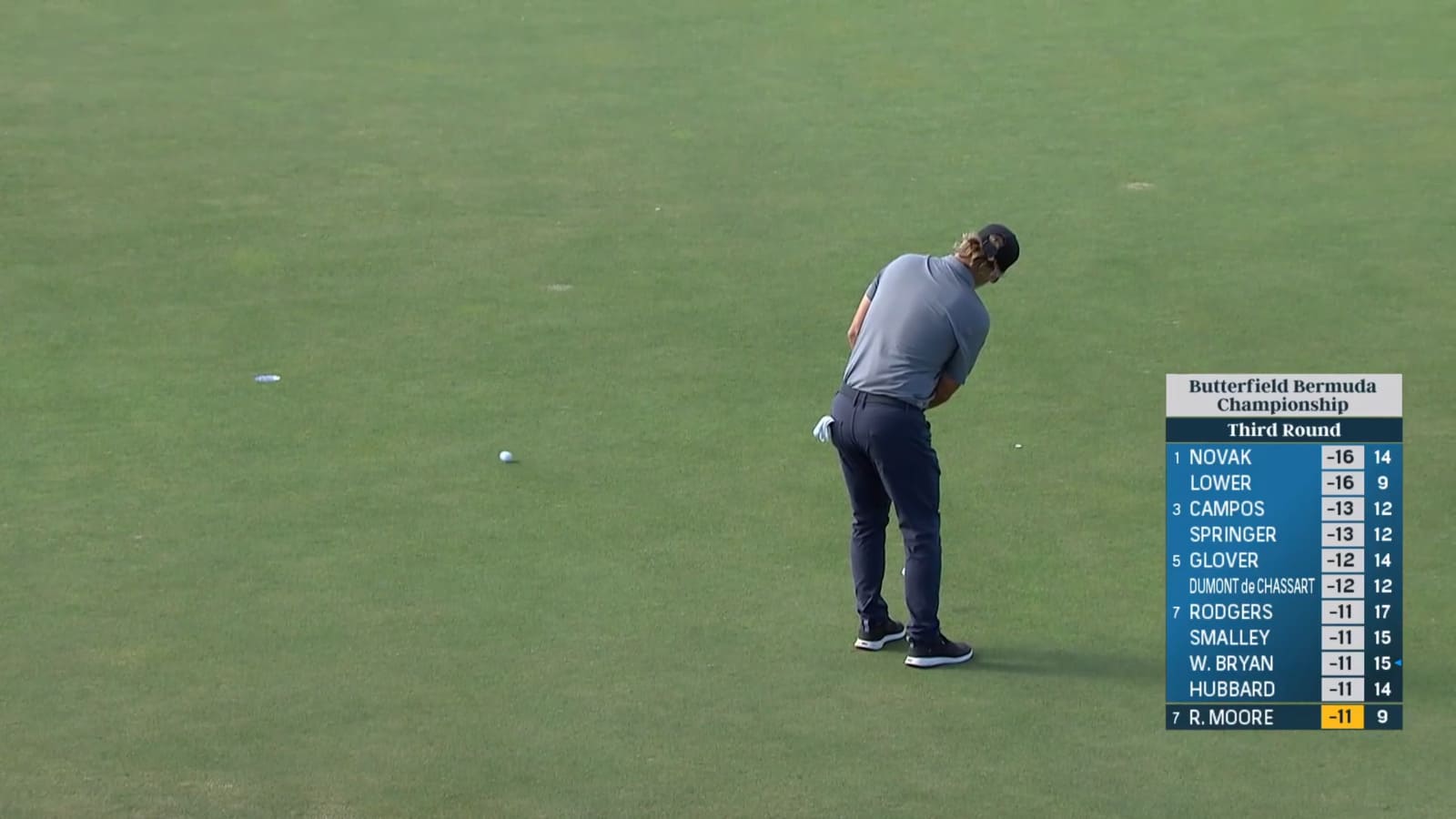 Ryan Moore buries putt for birdie at Butterfield Bermuda