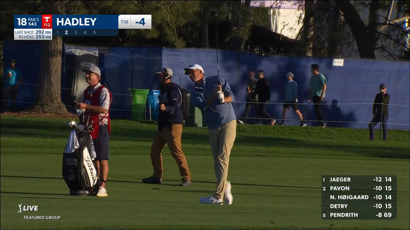 Chesson Hadley reaches in two setting up birdie at Farmers