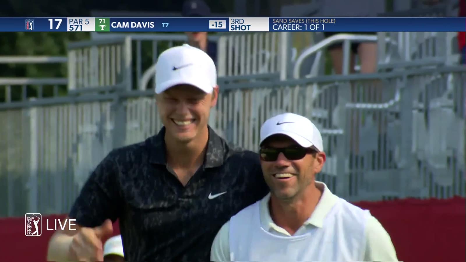 Cameron Davis holes out amazing eagle from bunker at Rocket Mortgage