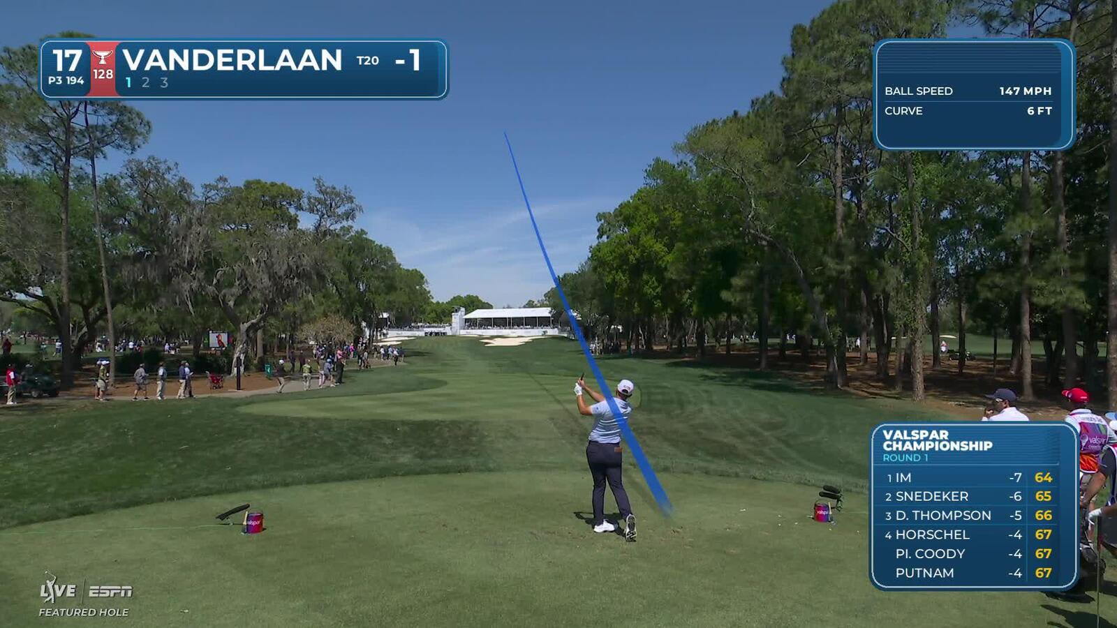 John VanDerLaan sinks 25-foot birdie putt on No. 17 at Valspar