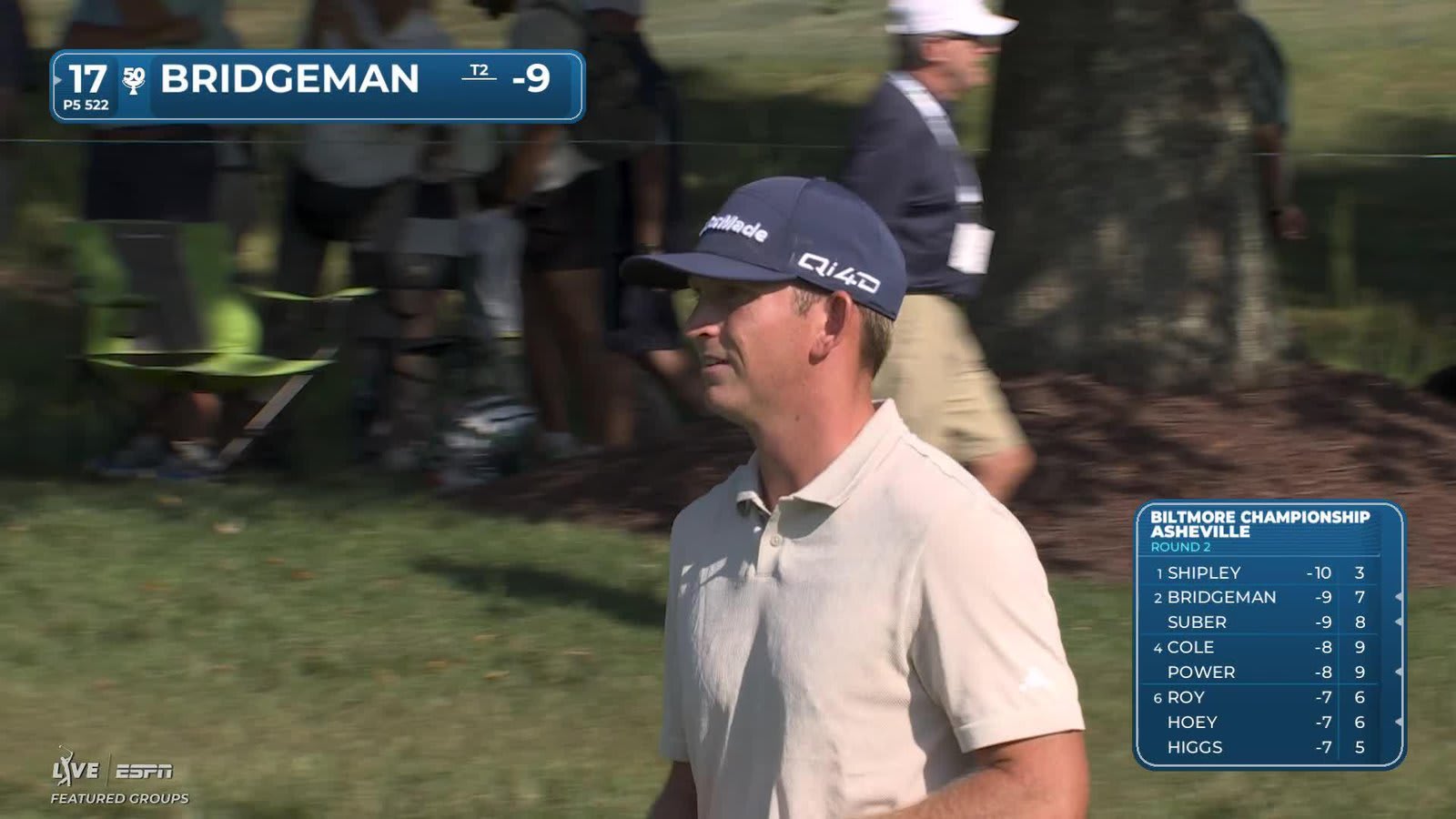 Jacob Bridgeman sinks 3-foot putt for birdie on No. 17 at Biltmore Championship