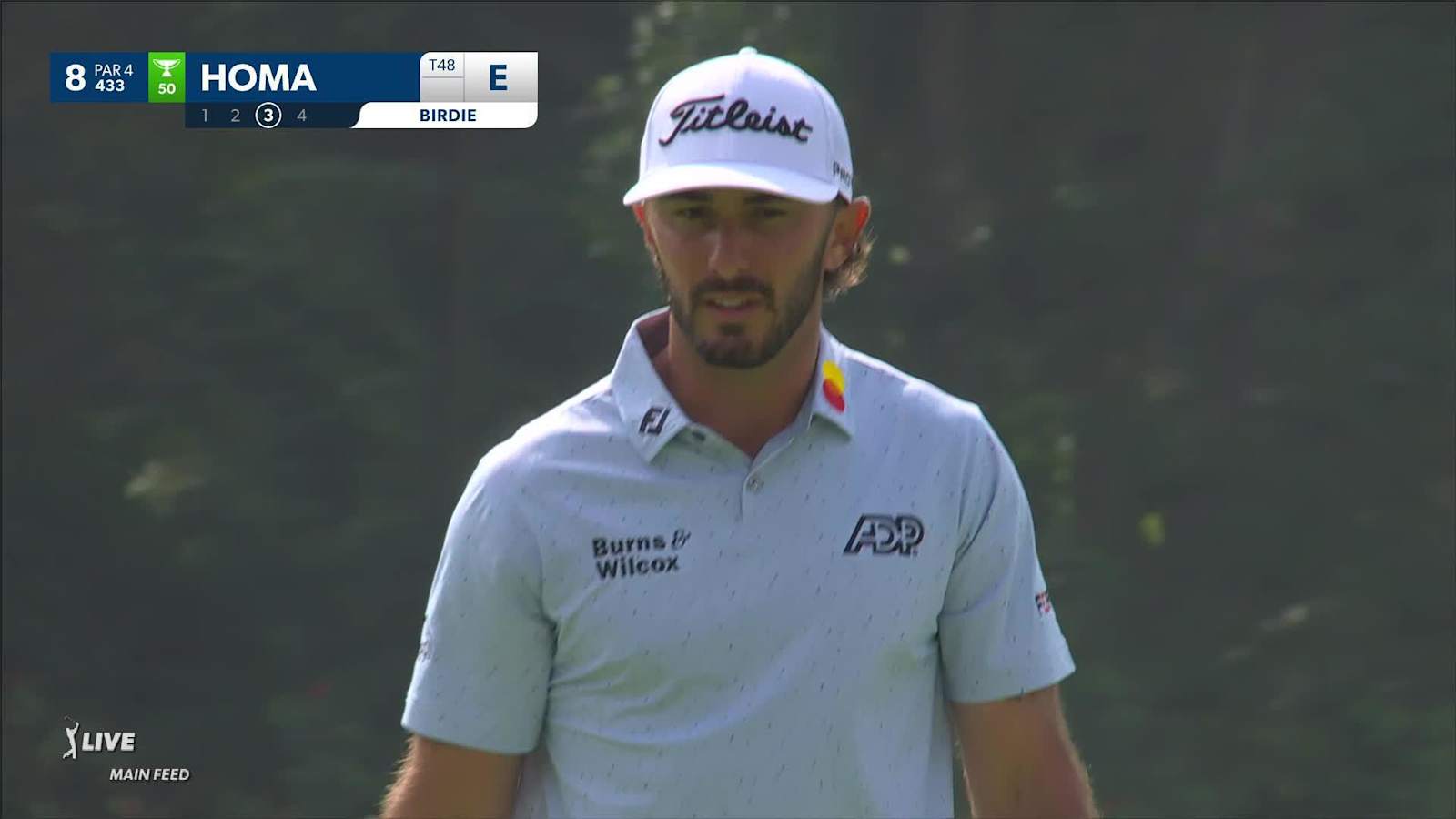 Max Homa sinks a 34-foot birdie putt on No. 8 at Genesis