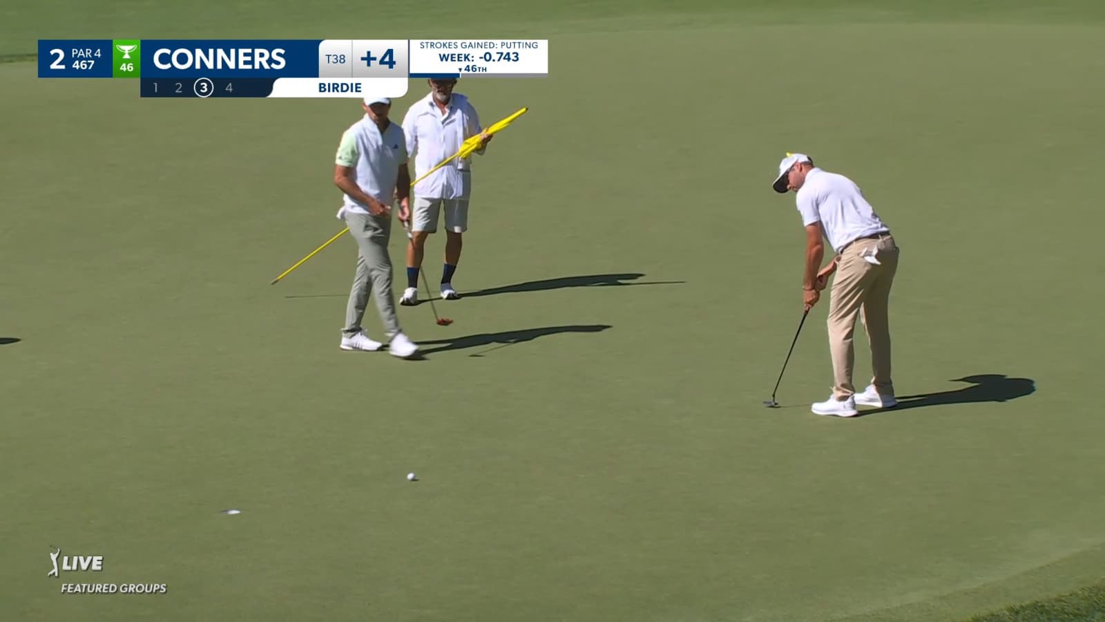 Corey Conners rolls in birdie putt at the Memorial